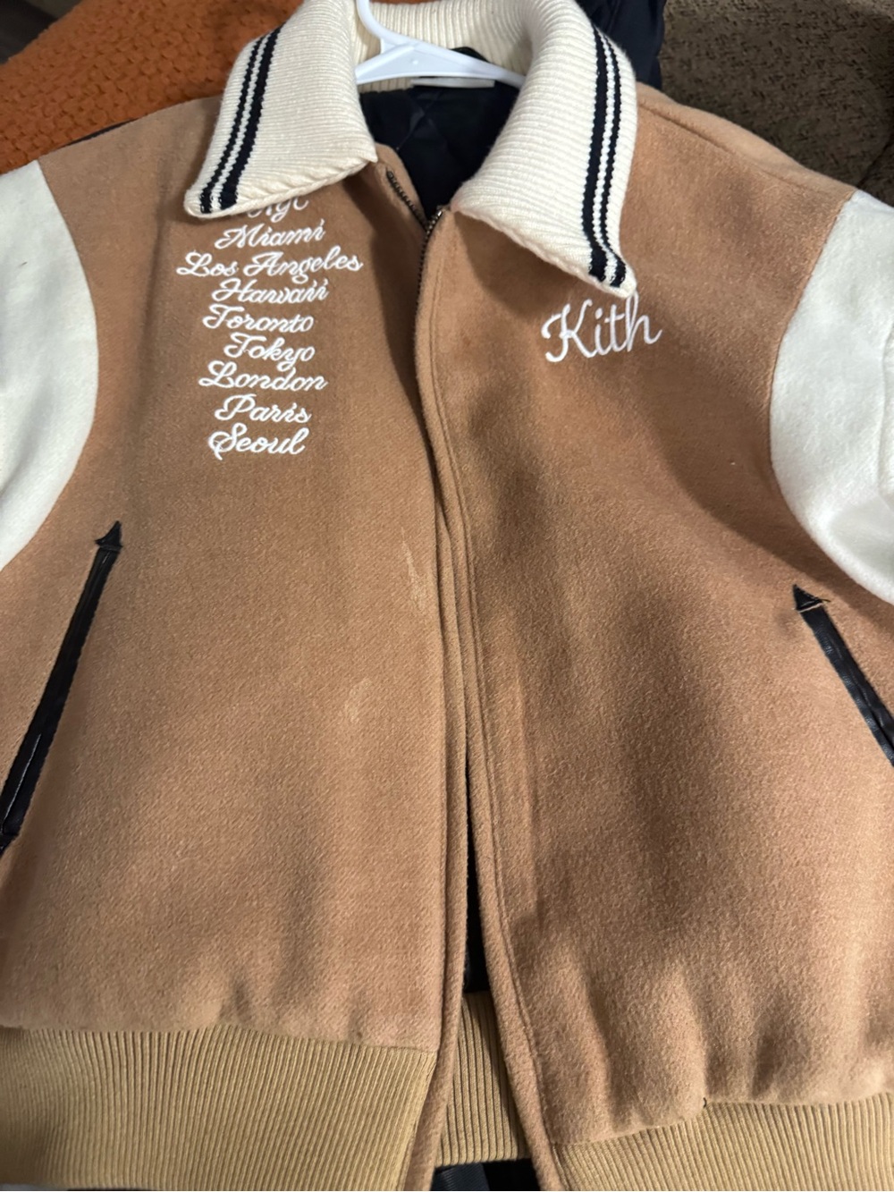 Kith Kids Tan & Cream Varsity Jacket